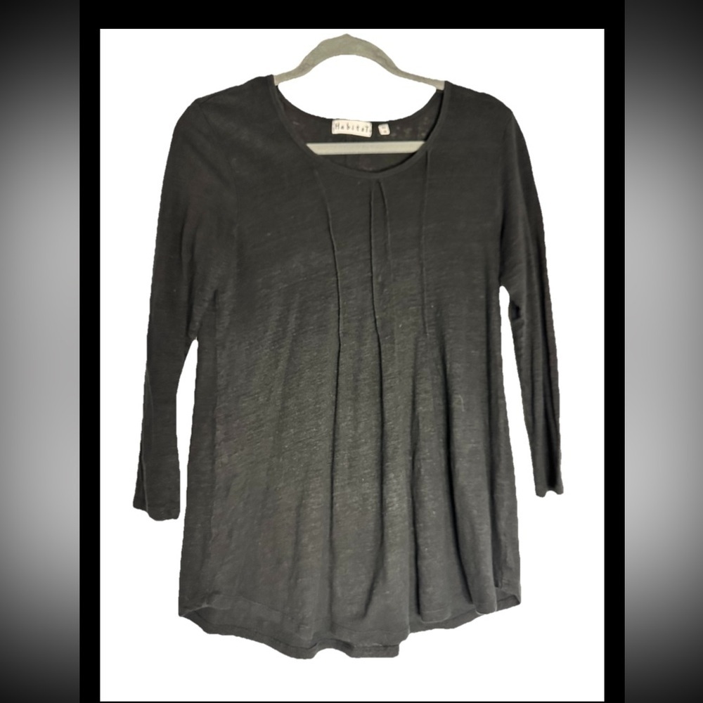 HABITAT Women's Black Long Sleeve Textured Jersey Top Sz XS